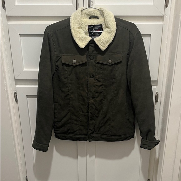 Men's Dark Green trucker Jacket in corderoy - Picture 4 of 6